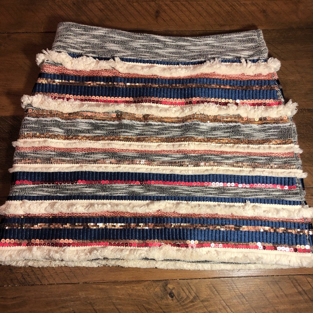 Anthropologie upholstery and sequin trim skirt
